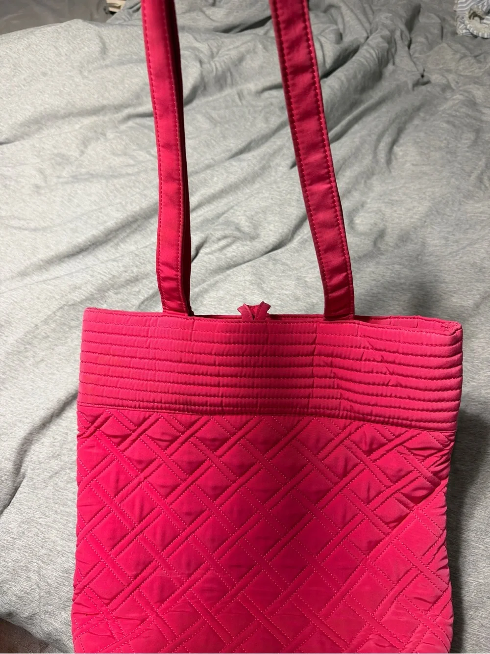 Vera Bradley Bright Pink Quilted Tote with Floral Interior